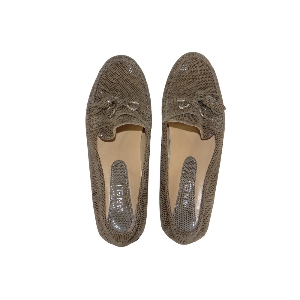 Vaneli Womens Taupe Brown Textured Dot Tassel Horsebit Driving Loafers 8.5 M